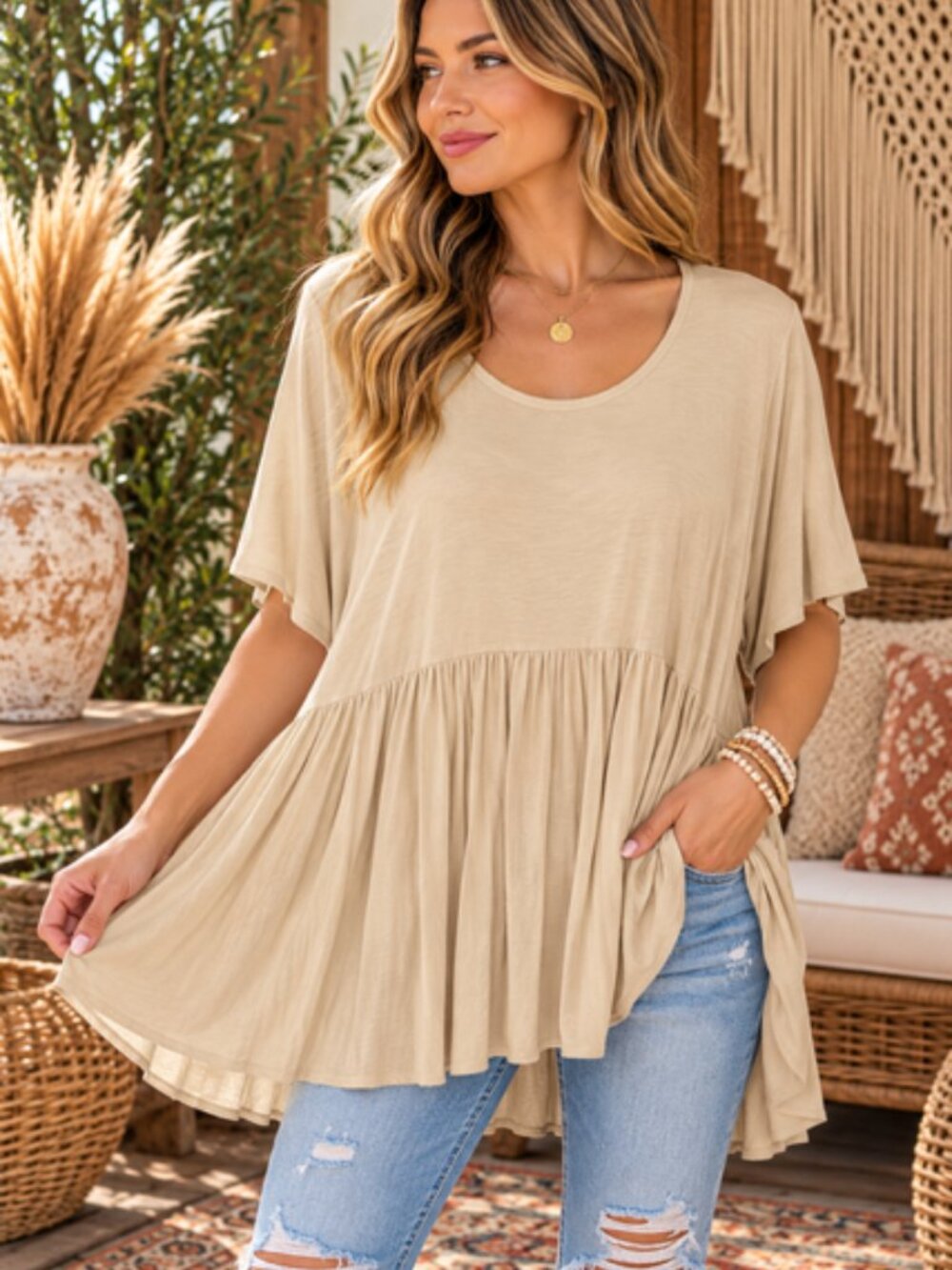 Beige Tunic Top - Picture 1 of 1